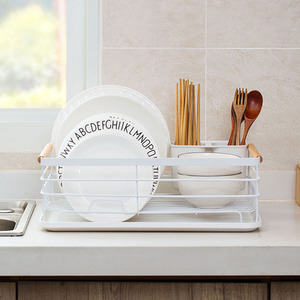 Iron Dish Drainer Drip Tray - White by Livingandhome
