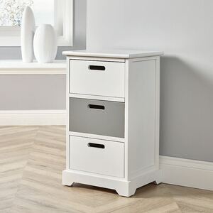 Home Source Ullswater 3 Drawer Chest Storage Unit - WhiteGrey - White by Home Source