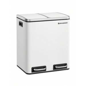 SONGMICS Double Kitchen Bin with Soft-Close Lids - White by SONGMICS