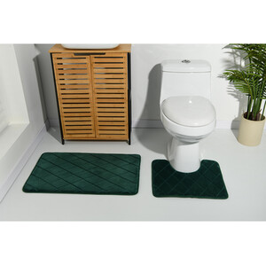 Diamond Bath and Pedestal Mat Set - Emerald