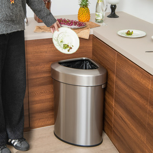 60L Stainless Steel Corner Trash Bin - Silver by Costway