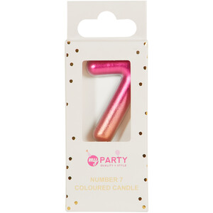 Coloured Number Candle - Pink / 7 by My Party