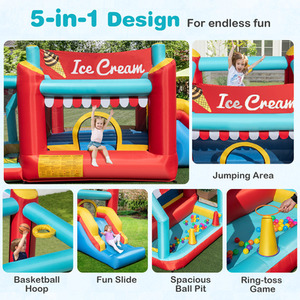 5-in-1 Ice Cream Jumping Castle - Red by Costway