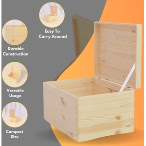 Multi-Purpose Wood Storage Box with Lid - Cream by NOVECRAFTO