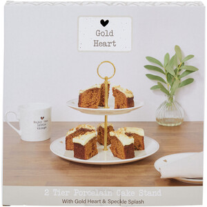 Gold Heart 2 Tier Cake Stand