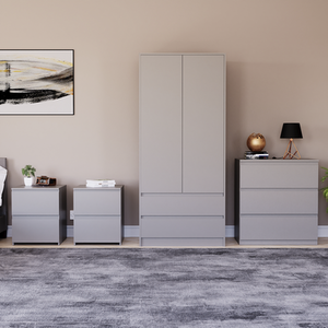 Denver Bedroom Set (2 Drawer Bedside (x2), 3 Drawer Chest, 2 Door Wardrobe) by Vida Designs