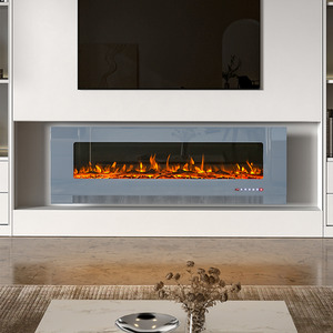 Grey Wall-Mounted, Recessed Electric Fireplace with Stand - Grey / 152.4cm by Livingandhome