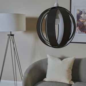 Black Modern Fabric Globe Ceiling Pendant Light Shade - Black by ValueLights