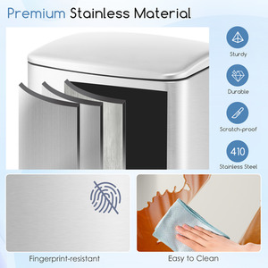 50L Kitchen Bin Soft Closure Recycling Pedal Bin - Silver by Costway