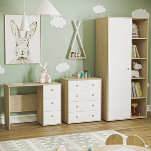 Neptune 3 Piece Bedroom Set - Desk, 5 Drawer Chest, Wardrobe by Vida Designs