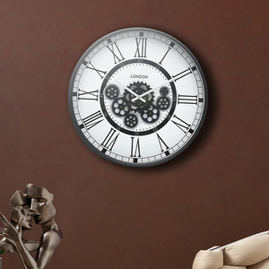 Round Gear Wall Clock for Living Room - White by Vanity Living