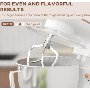 HOMCOM Stand Mixer 4.5L Food Mixer for Baking 6 Speeds and Pulse Setting - White by HOMCOM