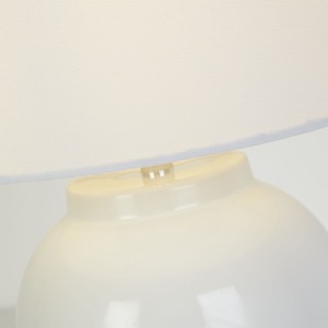Rechargeable White Ceramic Table Lamp - White by Lighting Collection