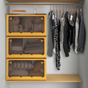 3-Tier Large Collapsible Storage Bins - Yellow by Costway