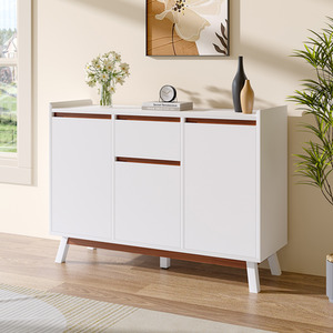 White Storage Sideboard with Drawer - White by Livingandhome