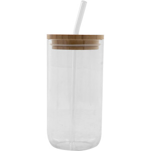 Malmo Glass with Bamboo Lid and Straw - Clear