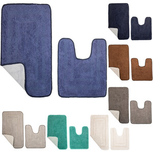 Bath Mats Set Rubber Backing - Black by Roseley