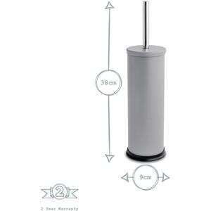 Matt Round Stainless Steel Toilet Brush Bin Set - Matte Grey by Harbour Housewares