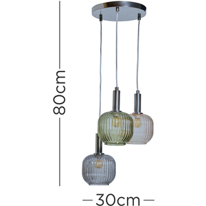 Stratton 3 Way Polished Chrome Ceiling Light Pendant - Polished Chrome by ValueLights