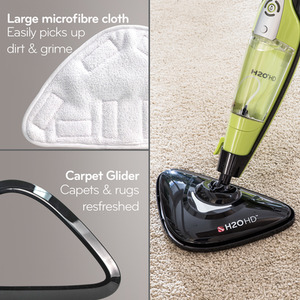 H2O HD Steam Mop and Handheld Steam Cleaner - Black and Green by H2o