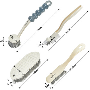 Multipurpose 4PCS Cleaning Brush Set Kitchen Bathroom - Beige White by Livingandhome