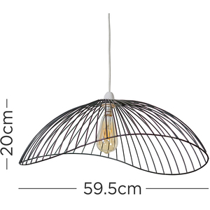 Wavy Wire Design Easy Fit Ceiling Pendant Light Shade In Black Metal Finish - Black by ValueLights