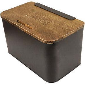 Malmo Bread Bin with Chopping Board Lid - Black and Brown