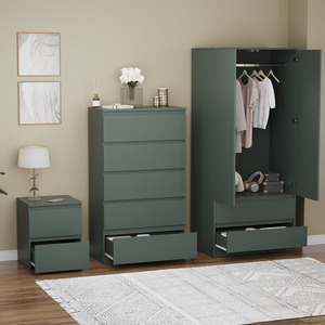 Denver Bedroom Set (2 Drawer Bedside, 5 Drawer Chest, 2 Door 2 Drawer Wardrobe) by Vida Designs
