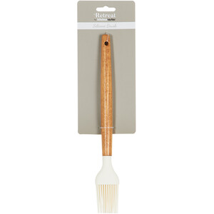 Retreat Silicone Brush with Wooden Handle - White and Wood