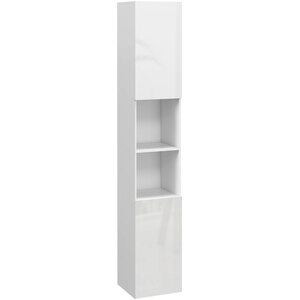kleankin High Gloss Slim Bathroom Cabinet with Adjustable Shelves - White by kleankin