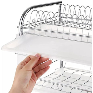 Kitchen 3-Tier Dish Drainer with Draining Tray - Silver by lifeideas