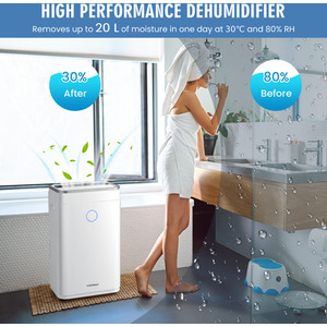 3 Modes Home Dehumidifier with Wheels - White by Costway