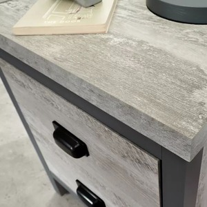 Oak 3 Piece Set 2 Door Wardrobe 4 Drawer Cabinet Bedside Table - Grey by Wyld and Coco