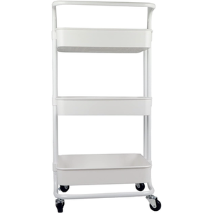 Storage Trolley On Wheels 3 Tier Basket Organiser Cart - White by HyFive