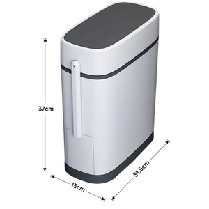 2-in-1 Slim Bathroom Bin with Toilet Brush - White+Black by lifeideas