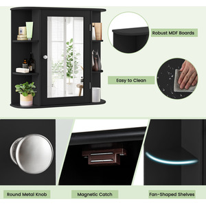 Mirrored Bathroom Storage Cabinet - Black by Costway
