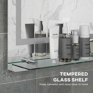 kleankin Dimmable LED Bathroom Mirror with Shelf Touch Switch Hardwired - Clear / Tempered Glass Glass by kleankin