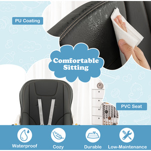 Foldable Baby High Chair Feeding Chair - Black by Costway