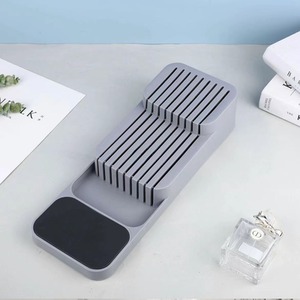 Compact Cutlery Fork Utensil Storage Organiser Kitchen Inserted Drawer Tray - Grey by Livingandhome