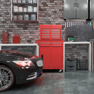 2-in-1 Rolling Tool Cabinet - Red by Costway