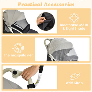 One-Hand Folding Compact Stroller - Grey by Costway