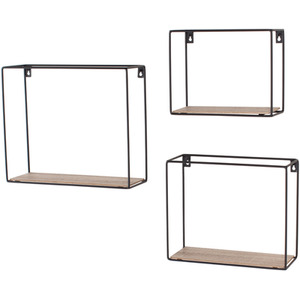 hexagonal display wall shelf - Black & Oak / 12cm / 30cm by Core Products Ltd