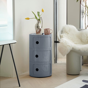 Round Beside Table Filling Cabinet Chest Unit Stockable - Grey / 3 by Livingandhome