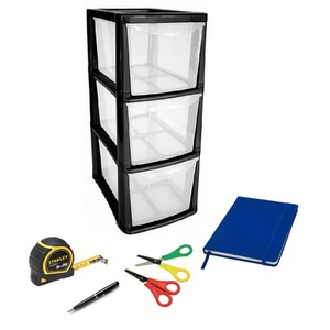 Black 3 Draw Medium Tower Storage Unit - Black by Thumbs Up