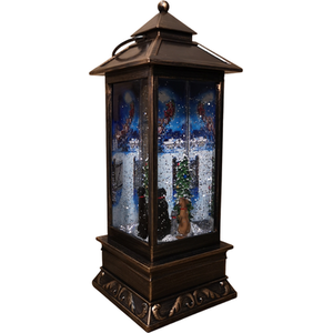 Dual Power LED Christmas Glitter Water Spinner with Animals Watching Santa Scene - Black by Samuel Alexander