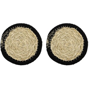Pack of 4 Malmo Woven Edge Coasters - Brown & Black