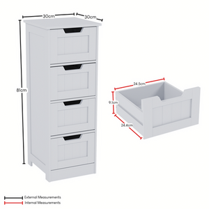 Priano 4 Drawer Freestanding Unit - White by Vida Designs