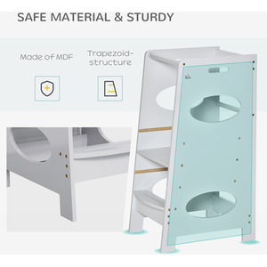 HOMCOM Kids Step Stool Kitchen Stool with Adjustable Standing Platform - Grey by HOMCOM