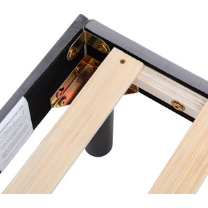 Upholstered Bed with Winged Headboard, Wood Slat Support - Grey by Abrihome