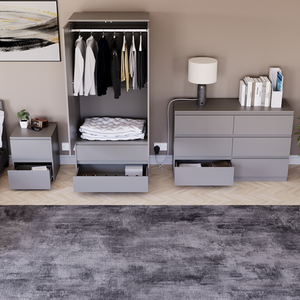 Denver Bedroom Set (2 Drawer Bedside, 6 Drawer Chest, 2 Door 2 Drawer Wardrobe) by Vida Designs